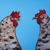 4 Chickens in Blue