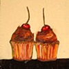 Pair of Chocolate Cupcakes with Cherries