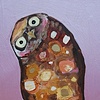 Tiny Burrowing Owl in Metallic Cone Flower Pink