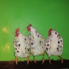 3 roosters in green