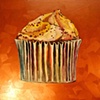 Chocolate Cupcake with Raspberry and Chocolate Sprinkles in Copper