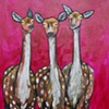 Three Deer in Fuschia