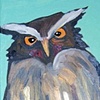 Crested Owl in Turquoise