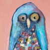 Blue owl in apricot