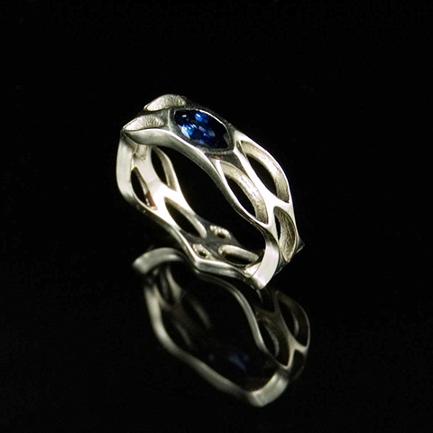 Honeycomb Ring With Sapphire