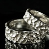 Crater Texture Wedding Rings in Silver, Set of 2 rings