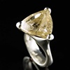 Rock in Paws Ring, Sterling Silver with Trillion Golden Rutilated Quartz