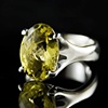 Oval Lemon Quartz Four Paw Ring in Sterling Silver