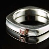 Square 1 Ring , Orange Red Sapphire, 14k gold, Sterling Silver
