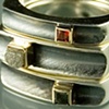 Square 1 Stacking Rings With Rough Diamond and Sapphires