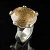 Rutilated Quartz Rock in Paw Ring