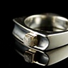 Square 1 Ring , Rough Diamond Cube, 14k gold, Sterling Silver