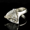 Rock in Paws Ring, Sterling Silver with Trillion Black Needle Tourmalinated Quartz