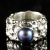 Textured Sterling Silver Ring with Peacock Pearl