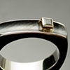 Square 1 Ring , Green Sapphire, 14k gold, Sterling Silver