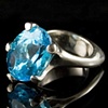 Swiss Blue Oval Topaz Paw Ring in Sterling Silver