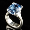Small Swiss Blue Oval Topaz Four Paw Ring in Sterling Silver