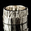 Saw Cut Wedding Rings in Sterling Silver, Set of 2