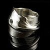 Flow Silver Ring with Natural Black Diamond