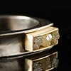 3 Rough Diamond Cubes, 18k gold, Palladium, Square Ring