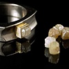 Rough Diamond Cube, 18k gold, Palladium, Square 1 Ring
