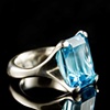 Swiss Blue Octagon Cut Topaz Rock in Paw Ring in Sterling Silver