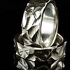Chisel Texture Wedding Rings in Silver, Set of 2 rings