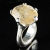 Golden Rutilated Quartz Paw Ring in Sterling Silver, size 5