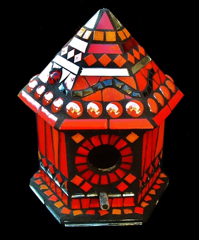Glass and Mirror Mosaic Birdhouse