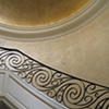 Gold leaf dome ceiling, damask stencil on walls, and antiqued moldings