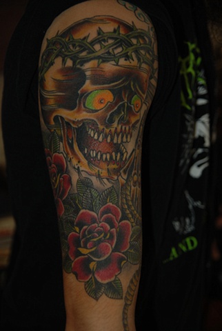 prayin' skull/roses 