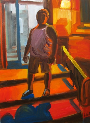 standing man on stoops