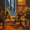 four men on stoop