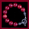 Coral and sterling beaded bracelet, sterling toggle clasp