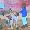 basket-top painting for the San Francisco Waldorf School auction: Savia in the Desert