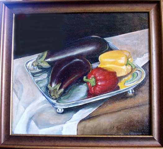 eggplant and peppers