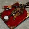 Red Pearl with Abalone and Brass hardware Clipcord matching set.