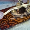 Antiqued painted scrollwork