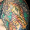 Tiger and peonys- halfsleeve chestplate