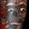 Tibetan skull (kapala) & maple leaves