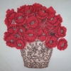 RED FLORAL HAND-PAINTED CANVAS