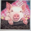 PIG IN A BASKET HAND-PAINTED CANVAS