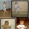 are we there yet custom portraits by miss mash, print on wood embellished by graphic collage, prices start at $85