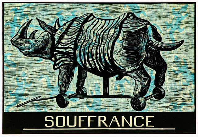Rhino in Light Gray with Blue