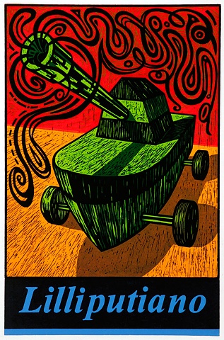 Toy-mobile with Canon in Green and Red with Blue