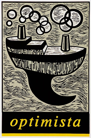 Turbulent Waters in Gray with Yellow