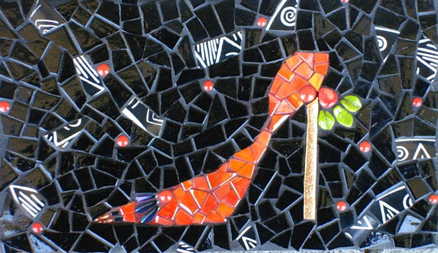 "The Shoes I Used To Wear" by Suzanne Steeves  ~  Maplestone Gallery  ~  Contemporary Mosaic Art