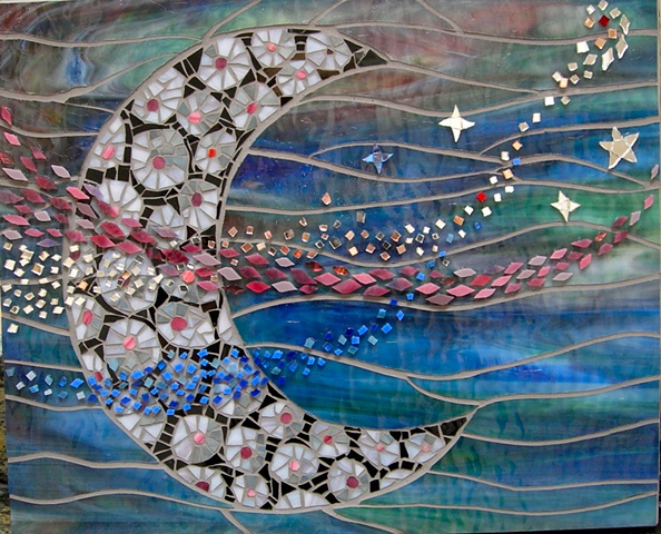 Over the Moon by Cristina Ciloci  Maplestone Gallery  Contemporary Mosaic Art