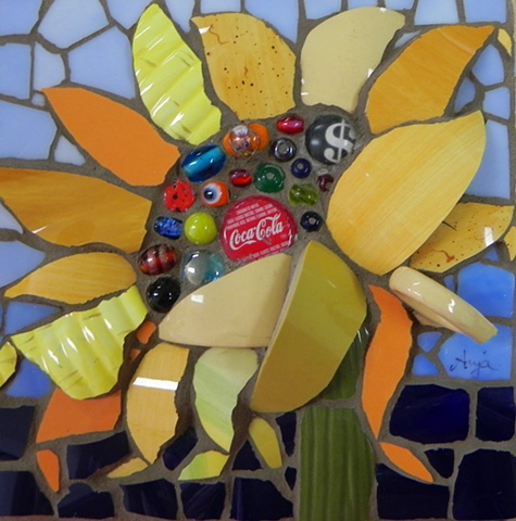 Sunflower by Anja Hertle ~  Maplestone Gallery  ~  Contemporary Mosaic Art
