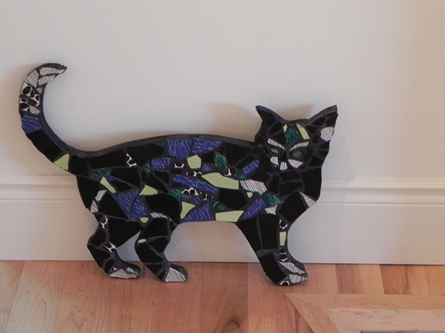 Maplestone Gallery ~ Contemporary Mosaic Art  ~ 'Garden Cat' by Donna Lieberman